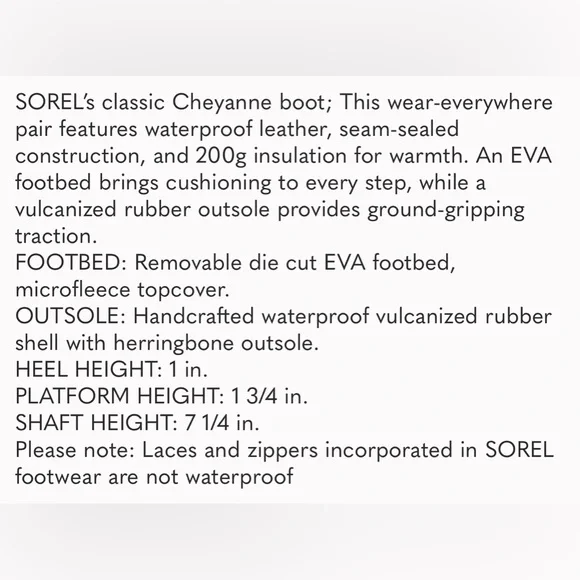 Sorel Cheyanne II Premium Boots/ Men’s Size 7 - Picture 10 of 10